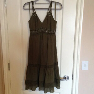 BCBG Maxazria Women's Dress Dark Green Summer Vacation Strappy Mini Size S
